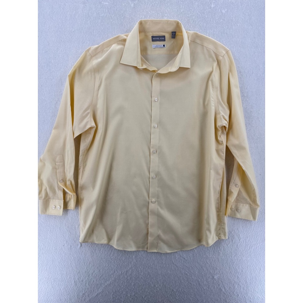 Michael Kors - Airsoft Stretch Button Down Shirt - Yellow - XL - Mens
